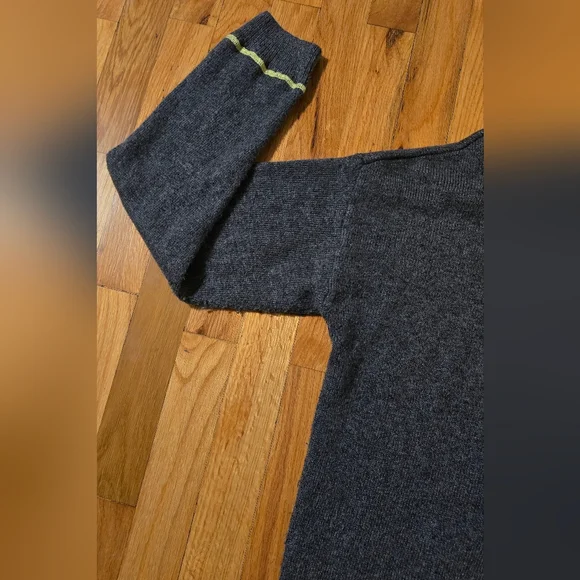 Old Navy Gray Jacket Lime Stitching, Hooded Zippered Sweater Women's Size L - Picture 8 of 14